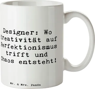 Produktbild von Mr. & Mrs. Panda Becher Spruch Designer Magie - Weiß - Geschenk, Tasse mit, Teetasse, Keramiktasse, Kaffeebecher, Grafik-Design, Mode-Design, Design, kreative Geschenke
