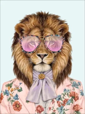 Produktbild von Leinwandbild Lion With Glasses I 57x77 cm