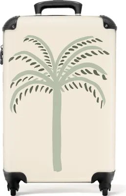 Produktbild von NoBoringSuitcases.com® Koffer Handgepäck Trolley Rollkoffer Kleine Reisekoffer mit 4 Rollen - Palme - Natur - Grün - Minimalismus - Cabin Size < 55x40x23 cm & 55x40x20 cm - Fotokoffer - Kabinenkoffer - BoardgepäckHandgepäck Koffer 55x35x20 cm, 36L,