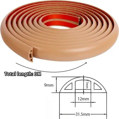 Obrázek produktu pro Ochrana kabelů z PVC, půlkruhová, samolepicí, ochrana podlahy, ochrana kabelů z PVC, 30 cm x 3 m, hnědá