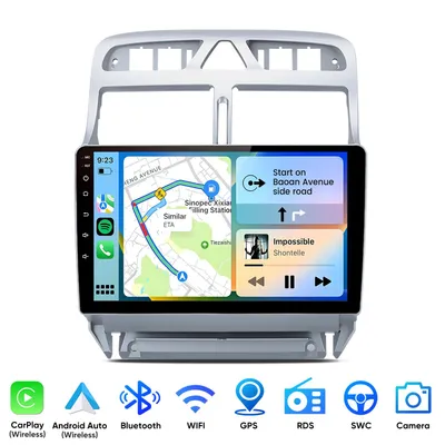 Obrázok produktu pre 9-palcové autorádio Carplay s Androidom 15 pre Peugeot 307 SW CC (2002–2013) – GPS navigácia, Wi-Fi, Bluetooth, DAB+, SWC, USB, DSP, RDS, 2 GB + 64 GB