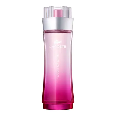 A bottle of Lacoste Touch of Pink EDT perfume.