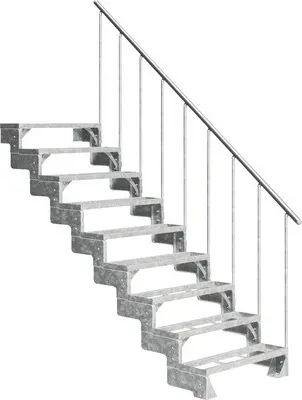 Produktbild von Aussentreppe Pertura Tallis mit Geländer 9 Steigungen Einlegestufen 80 cm Metall