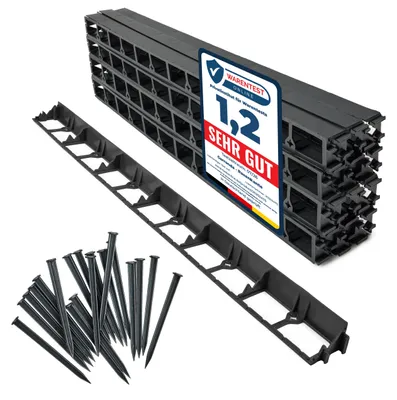 Image de Bordure de parterre Garronda en plastique avec ancrages de fixation, 24 m x 4,5 cm, avec 100 clous de fixation
