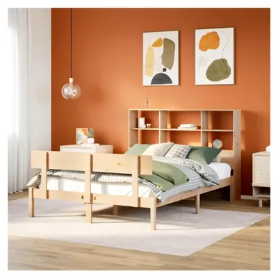 Produktbild von Bücherregal Bett ohne Matratze 140x200 cm aus massivem Kiefernholz