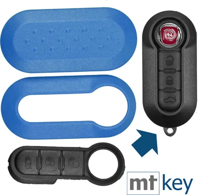 Produktbild von Auto Schlüssel Set Schale Cover Blau + Tastenfeld kompatibel mit FIAT 500 Punto Doblo