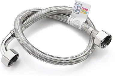Productafbeelding van 2 elleboog x 1-2 enkele flexibele buisverbinding - Roestvrij staal gevlochten flexibele flexibele buis met 90° elleboogfitting voor ketels
