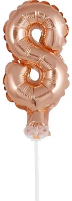 Produktbild von Kuchendeko Mini Folienballon roségold Zahl 8