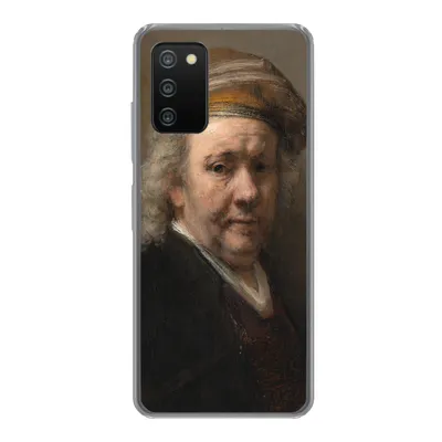 Produktbild von MuchoWow® Handyhülle Schutzhülle Hülle für Samsung Galaxy A03s Selbstbildnis - Gemälde von Rembrandt van Rijn Silikon Softcase Handy Hülle - Schutz