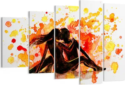 Produktbild von Bild auf Leinwand - Leinwandbild - Paar Kuss Mehrfarbig Flitterwochen - 150x100cm - Wand Bild - Wanddeko - Leinwanddruck - Bilder - Kunstdruck - Leinwand bilder - Wandkunst - EG150x100-2990