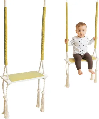Produktbild von Hängeseil | Kinderschaukel | Holzschaukel | Babyschaukel | Schaukelstuhl mit Schwammkissen