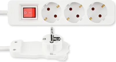 Productafbeelding van REV stekkerdoos, 2 meter, 3 stopcontacten, platte stekker met schakelaar, wit