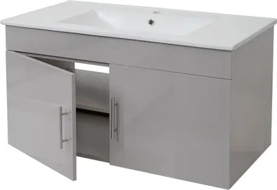 Zdjęcie produktu dla Umywalka + szafka podumywalkowa HWC-D16, umywalka Umywalka, wysoki połysk 90 cm ~ szary