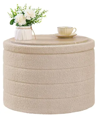 Immagine prodotto di Panca contenitore - Pouf contenitore - Panca pieghevole - Beige - Per ingresso, soggiorno e camera da letto