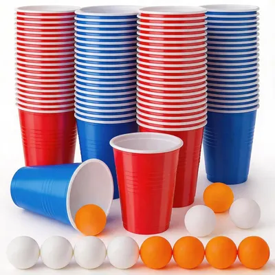 Productafbeelding van Bekerset - Set van 100 - (16 oz) herbruikbare plastic bekers + 12 - Herbruikbare partybekers - Kerstmis - Verjaardag
