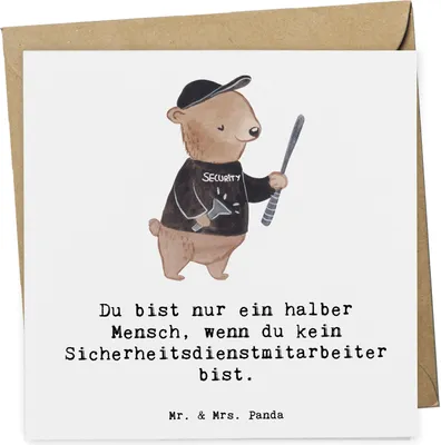 Produktbild von Mr. & Mrs. Panda Grußkarte Sicherheitsdienstmitarbeiter Herz - Weiß - Geschenk, anlasskarte, Klappkarte, doppelkarte, faltkarte, Glückwunschkarte