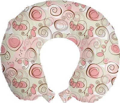 Produktbild von ABAKUHAUS Gekritzel Reisekissen Nackenstütze, Romantischer Pastellfrühling, Schaumstoff Reiseartikel für Flugzeug und Auto, 30x30 cm, Hellgrün Blush Brown