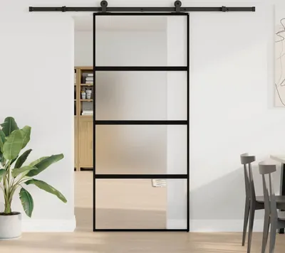 Immagine prodotto di Porta Scorrevole Ferramenta 90x205 cm Vetro Temperato Alluminio