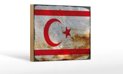 Produktbild von Holzschild Flagge Nordzypern 18x12 cm Flag Rost Dekoration