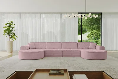 Produktbild von ALTDECOR Ecksofa in U- Form  TARO-U2 - 388x171x79,5 cm  Rosa - Corner Sofa Bett Eckcouch Couch L-Form Wohnlandschaft  Cauchsofa