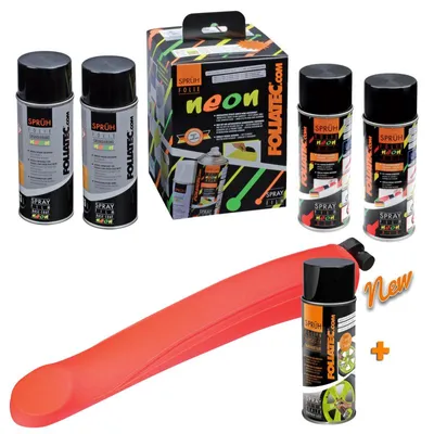 Produktbild von Foliatec Sprühfolie Neon Rot Set 2x 400ml Felgenfolie mit Versiegelung glänzend