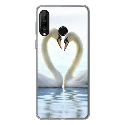 Produktbild von MuchoWow® Handyhülle Schutzhülle Hülle für Huawei P30 Lite Schwäne - Herz - Ehepaar Silikon Softcase Handy Hülle - Handyhülle