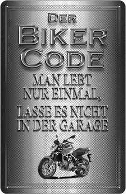 Produktbild von vianmo Blechschild 18x12 cm Motorrad Biker Code man lebt nur einmal Auto Garage Werkstatt