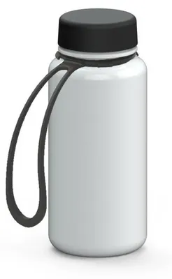 Obrázek produktu pro Láhev na pití o objemu 400 ml – Bezpečná láhev z materiálu Tritan s popruhem – ideální do školy, na sport a do volného času – bílá/černá
