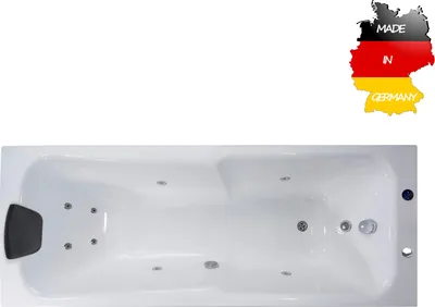 Produktbild von Basera BASIC Indoor Whirlpool Badewanne Bali 180 x 75 cm mit 8 Massagedüsen, LED-Ambiente
