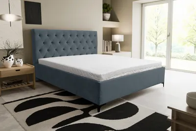 Produktbild von VENASI Polsterbett 140x200 mit Bettkasten, Chesterfield Doppelbett Dunkelgrau