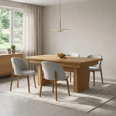 Immagine prodotto di Set da pranzo  tavolo da pranzo rettangolare e sedie imbottite, 7 pezzi