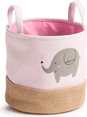 Produktbild von Zeller 14276 Aufbewahrungskorb 'Elefant', Polyester/Jute, rosa, ca. Ø 25 x 25 cm, Aufbewahrungskorb für das Kinderzimmer, Spielzeugaufbewahrung, Kinder, Geschenk