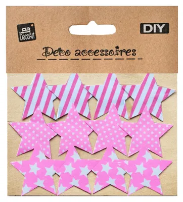 Produktbild von 12 Textil Patch Aufbügler Aufbügelflicken Applikation Stern pink zum Selber Flicken Stylen Dekorieren ca. 5 x 5 cm