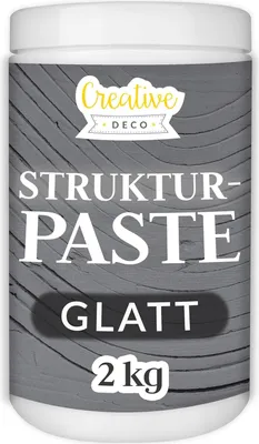 Zdjęcie produktu dla Creative Deco Pasta Strukturalna Gładka 2kg | Ciemno Szara Drobna Masa do Projektów Plastycznych Malowania Akrylami | Łatwa do Użycia Szpachelką Szpatułką | do Efektów 3D Struktur Faktur