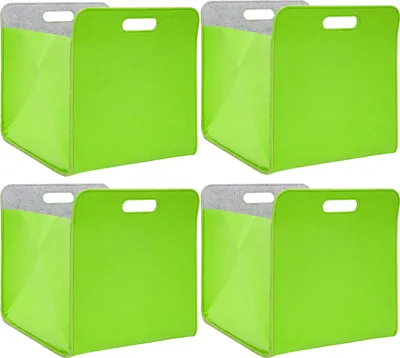 Immagine prodotto di set di 4 contenitori in feltro 33x33x38 cm Kallax cestino in feltro inserto per scaffale verde