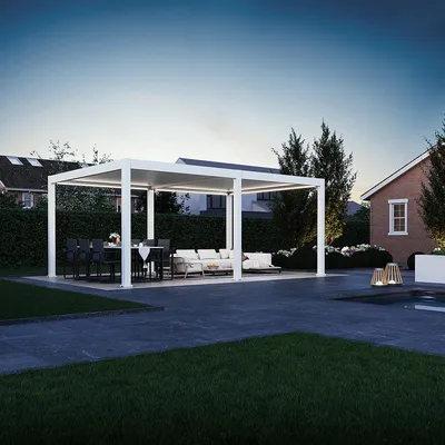 Produktbild von Weide E-Deluxe Plus elektrische Pergola Voll-Aluminium 4x6m mit Lamellendach weiß