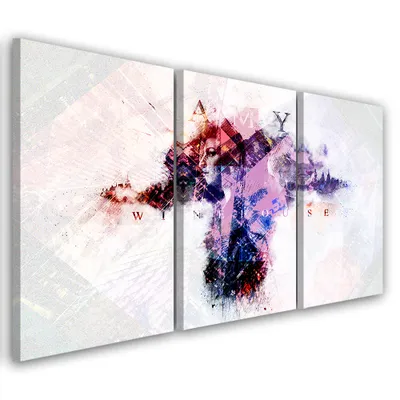 Produktbild von Triptychon auf leinwand violette menschen 120x80 cm Feeby lila wandbild bereit zum aufhängen