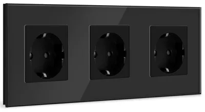 Produktbild von Wandsteckdose 3-fach, Kristallglasplatte, 16 A, schwarz, für Zuhause