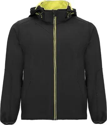 Produktbild von Roly SS6428 | Herren Siberia Softshell Jacket, Wasser- und Windabweisend - Farbe: Black 02/Lime Punch 235 - Größe: L