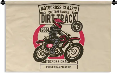 Produktbild von MuchoWow® Wandteppich Wandbehang Motorrad - Vintage - Zeichnung 120x80 cm Tapisserie Dekoration Wandtuch - Wanddekorationen - Wandtücher