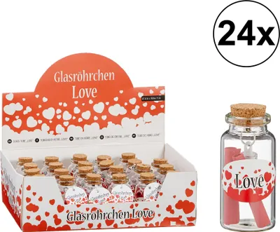 Produktbild von 24er Set Glasröhrchen Love 7cm mit Korkverschluss
