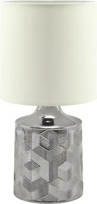 Produktbild von Tischlampe Keramik Stoff 31 cm Chrom Weiß E14 rund Modern Keramikleuchte