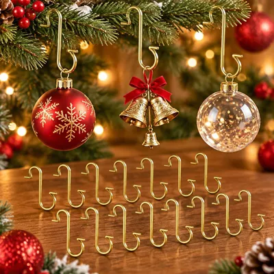 Imagen del producto de Ganchos dorados para adornos navideños, 150 unidades, para decoración de árboles de Navidad