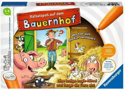 The image shows the front of a board game box for a children's educational game about a farm.