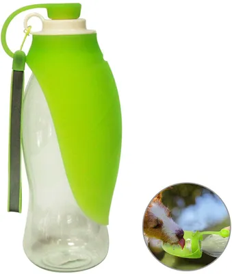 Produktbild von Tragbare Hundetrinkflasche für Haustiere, Reversible und Leichte Reise Trinkwasserspender für Hund, Welpen und Katzen, aus BPA-Freiem Lebensmittelechtem Silikon (Grün)