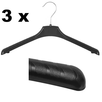Produktbild von 3 Set Kunststoff-Kleiderbügel Hänger drehbarer Haken B 38 cm weiss Jacken-Mäntel etc.
