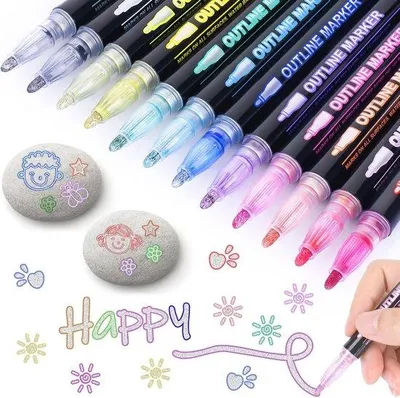Productafbeelding van Famanu glitterstiften voor kinderen - Magische acrylmarkeerders in 12 kleuren