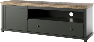 Produktbild von Lowboard Landhaus Design EPSOM-83 in grün mit Lefkas Eiche Nb., B/H/T: ca. 181/61/49 cm