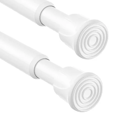 Image de Barre de rideau extensible sans perçage - Longueur réglable de 20 à 33 cm - Diamètre 13 mm - Lot de 2 - Blanc