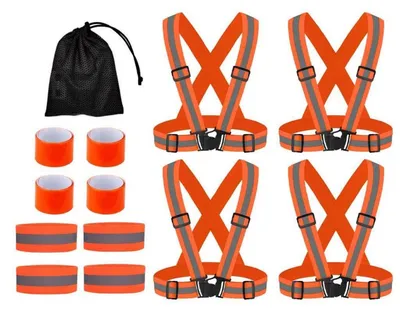Produktbild von Reflektierende Warnwesten Set 4 Stück mit Armbändern und Netzbeutel